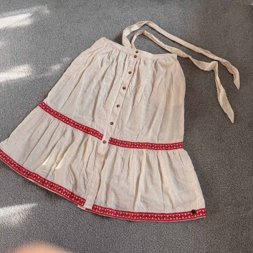 * Superdry Midi Skirt Buttercream Bohemian Tiered 70s CaliSurf Co. NWT US 10